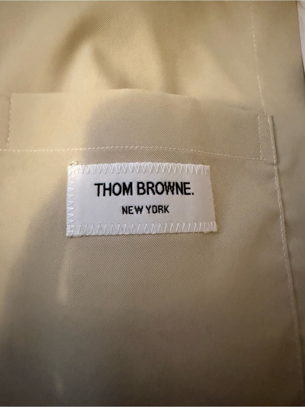 Thom Browne Beige Button-Down Shirt with Signature Tricolor Sleeve Stripes - Picture 4 of 7